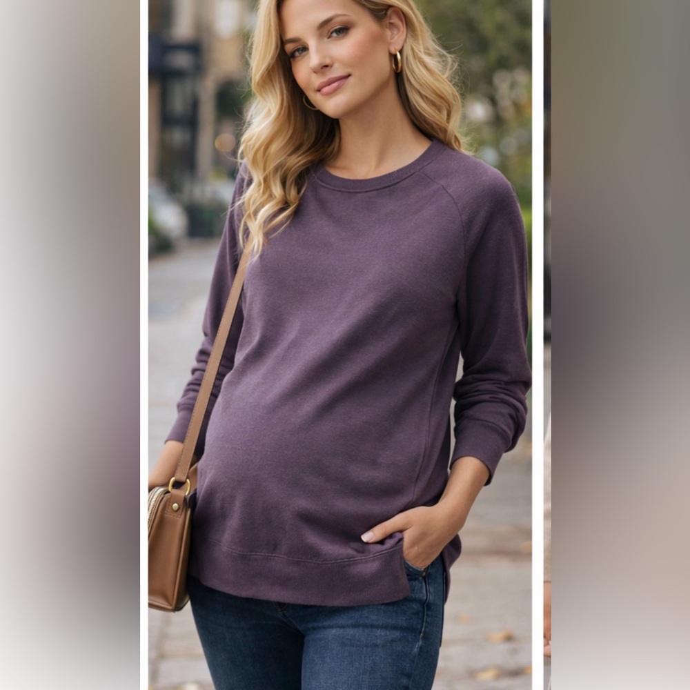 Z BY ZELLA Welina Maternity Pullover Sweatshirt Purple Mulled Medium